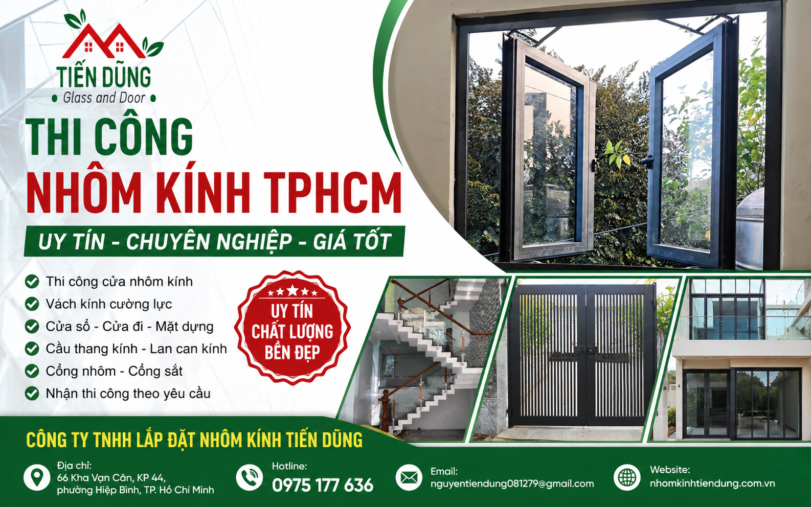 Thi công cửa nhôm kính nhà phố tại TP.HC